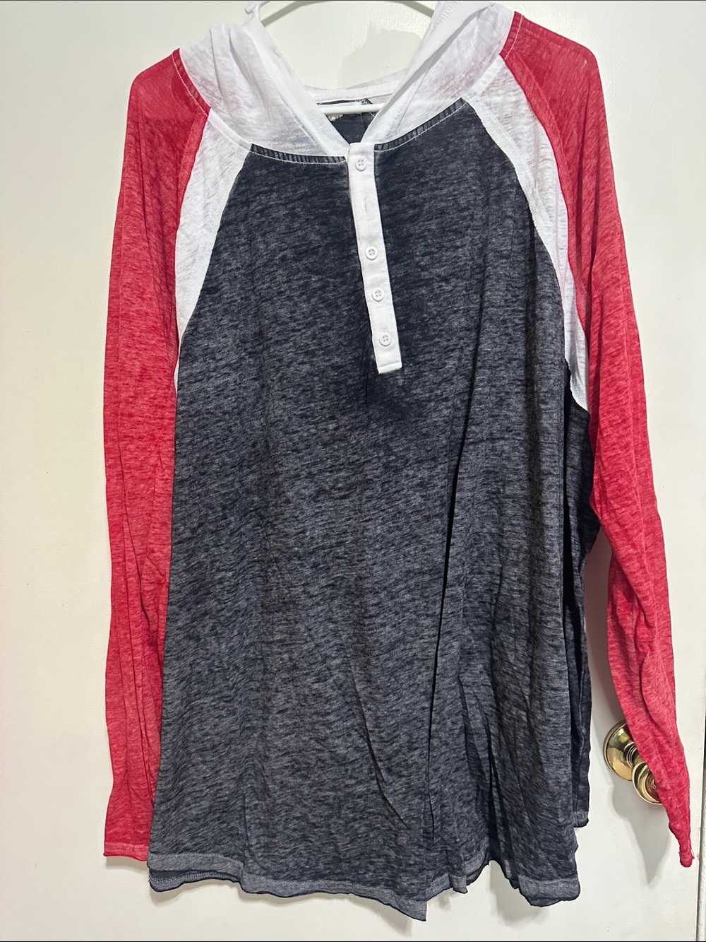 Maurices henley top with hood.